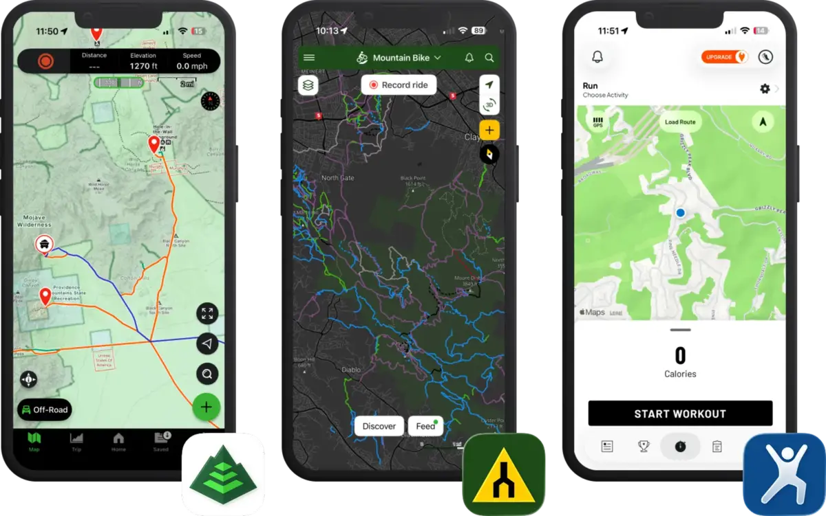 Gaia GPS, Trailforks, and MapMy - three apps under Outside's mapping portfolio